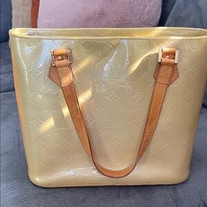 Louis Vuitton Light Gold Vernis Monogram Tote with Tan Handles